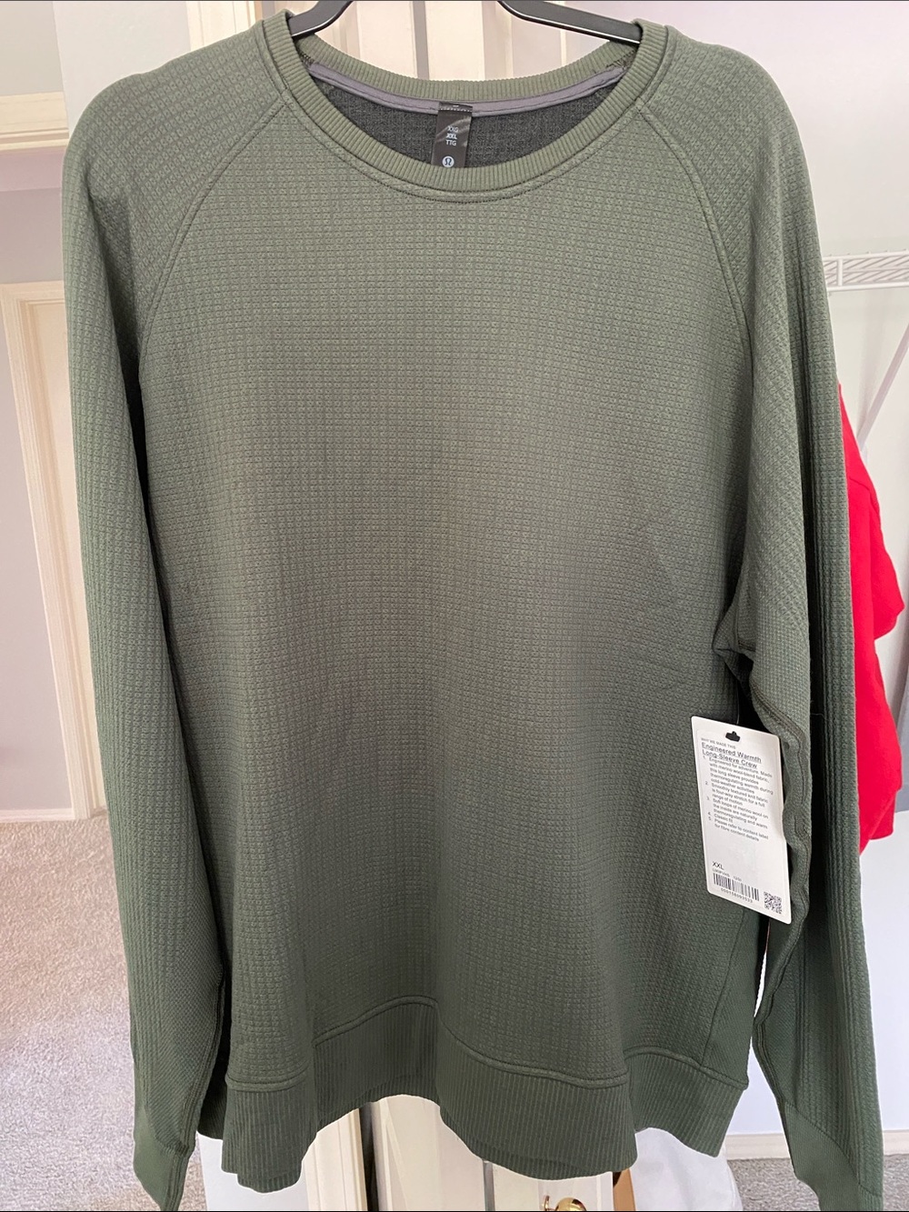 lululemon athletica Men's Olive Green Waffle Crewneck